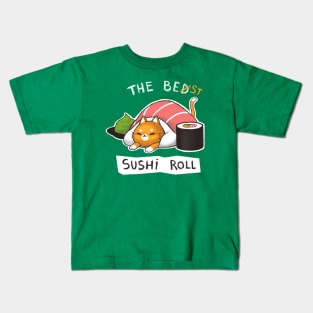 Sushi Roll Bed Cat - Funny Cute Kitty - Social Distancing Kids T-Shirt